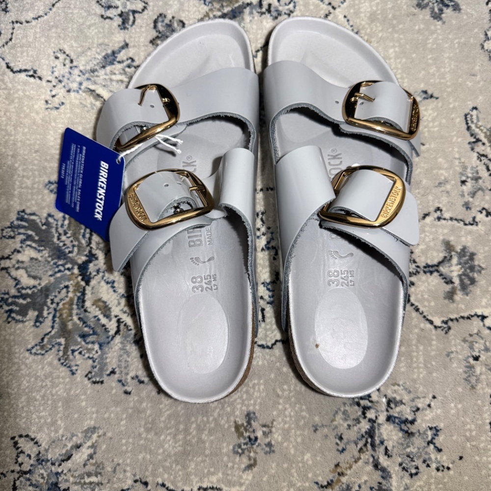 Birkenstock Arizona Big Buckle Narrow Leather Sandal Grey - Picture 5 of 9